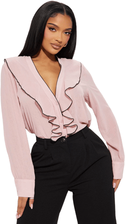 Fashion Nova Ruffle Long Sleeve Blouse