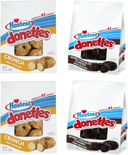Generic Hostess Donettes - Crunch Mini Donuts - Double Chocolate & Sweet Coconut Flavored - Variety Pack of 4 (2 Bags From Each Flavor)