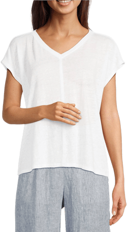 Eileen Fisher Women's V-Neck Organic Linen T-Shirt