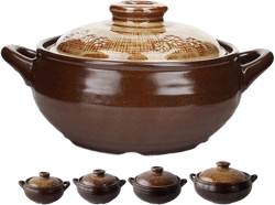 Korean Buncheong Mud Glaze Earthenware Ttukbaegi, Natural Ceramic Clay Cooking Pot Casserole, Heat Resistant Earthen Pot, Stone Bowl Stockpot Soup Crock, Pottery Bowl (Medium)