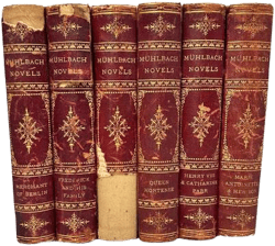 Antique Late 19th Century Muhlbach Novels Leather Bound Books- Set of 6