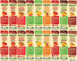 SOLELY Organic Fruit Jerky Variety Pack, 3 Mango Flavors, 4 Pineapple Flavors, 1 Banana Flavor, Total 18 Strips, LIVEBEAR Assortment.
