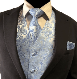 Paisley Men's Vest Longtie and Pocket Square Set