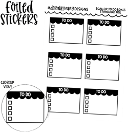Foiled Scallop To Do Boxes Standard Size Functional Decorative Planner Stickers for any Planner or Insert