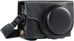 MegaGear MG1258 Ever Ready Leather Camera Case compatible with Panasonic Lumix DC-ZS80, DC-ZS70, DC-TZ95, DC-TZ90 - Black