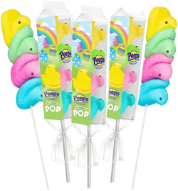 Rainbow Marshmallow Easter Peeps Candy Chicks on a Stick Lollipop, Pack of 3