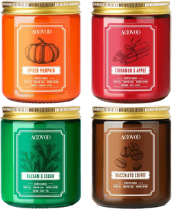 AOOVOO Jar Candle Set - 4PC Scented Candles, Candle Set for Women, Soy Cadnle, Fall Candle, Pumpkin/Pine/Cinnamon/Coffee Pumpkin/Pine/Cinnamon/Coffee 36 oz