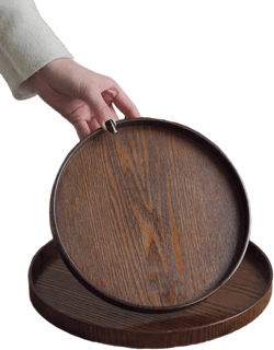 1pc Round Wooden Tray, Rustic Style Serving Platter, Wooden Tea Tray, Home Dining Plate For Cup/Cake