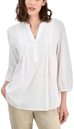 Tommy Hilfiger Women's 3/4-Sleeve Pintuck Tunic Top