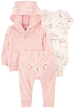 Carter's Baby Girl 3-Piece Sheep Terry Jacket Set