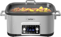 Heynemo Programmable 8 Quart Slow Cooker, 12 in 1 Multi-Cooker Food Warmer with Digital Timer & Temp Control, Stainless Steel, Silver