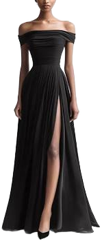 Zapaka Women's Off The Shoulder Evening Dress with Slit
