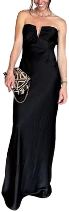 12th Tribe Women's Valeria Strapless Satin Maxi Dress