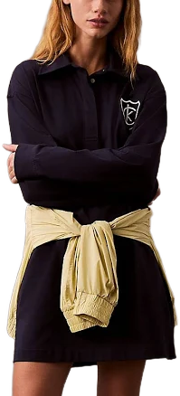 Calvin Klein Women's Logo Crest Long-Sleeve Rugby Polo Dress