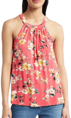 Loveappella Women's Sleeveless Floral Knit Tank