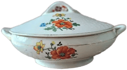 Vintage Ceramic Vegetable Casserole Dish with Lid