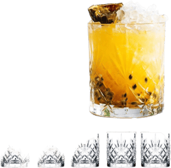 Elegant Crystal Whiskey Glass Set, Double Old Fashioned Scotch Glasses Perfect for Serving Whiskey Bourbon, Mixed Drinks - Set of 6 Cocktail Glasses