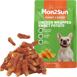 MON2SUN Dog Treats Rawhide Free Chicken Wrapped Sweet Potato Dog Snacks(Chicken, 1.56 Pound-Pack of 1)