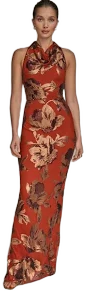 Donna Karan Women's Floral Sequin Halter Gown
