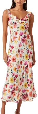 Astr The Label Women's Zoie Ruffle Neck Satin Slipdress