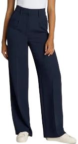 American Tall Women Pleated Wide Leg Dress Pants for Tall in Navy