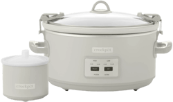 Crock-Pot Designer Series 7qt Slow Cooker with Bonus Little Dipper Mushroom: 4 Settings, Stoneware, Stainless Steel, Keep Warm