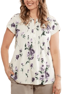 Ella Simone Women's Floral Pintuck Knit Cotton and Modal Tunic