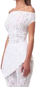 Naked Wardrobe Women's Off-Shoulder Stretch Lace Top