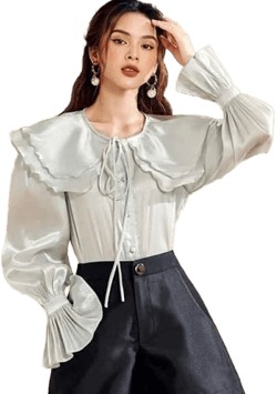 Oversized Ruffle Collar Silk Blouse