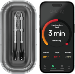CHEF iQ Sense Smart Wireless Meat Thermometer with 2 Ultra-Thin Probes, Unlimited Range Bluetooth Meat Thermometer, Digital Food Thermometer for Remote Monitoring of BBQ Grill, Oven