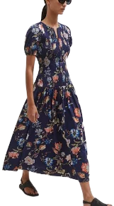 Me+em Women's Floral Garden Print Smocked Cotton Maxi Dress