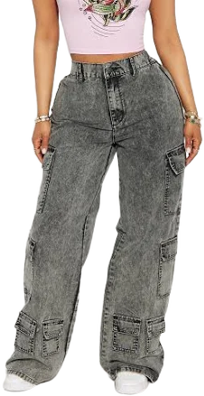 Fashion Nova Women's Don't Stop Washed Wide Leg Cargo Pants