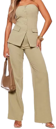 Sage Premium Tailored Woven High Waist Wide Leg Pants
