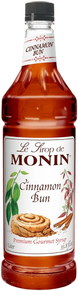 Monin - Cinnamon Bun Syrup, Smooth and Sweet Cinnamon Flavor, Great for Frozen Coffees, Cocoas, & Cocktails, Vegan, Non-GMO, Gluten-Free (1 Liter)