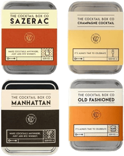 The Cocktail Box Co Old Fashioned, Champagne, Manhattan, Sazerac Cocktail Kit - Make Premium Hand Crafted Cocktails Gifts for Him or Her - 4 Kits Old Fash / Champ / Manhattan / Sazerac