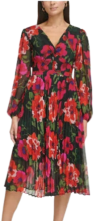 Kensie Womens Floral Midi Cocktail And Party Dress