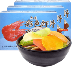 KWOLYKIM 180g*3 boxes Uncooked Colorful Prawn Flavor Crackers, Multi-color Crispy Shrimp Flavor Chip Asian Traditional Food and Snacks for Party pack of 3 6.35 Ounce (Pack of 3)