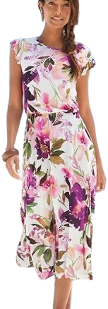 Floral Flutter Sleeve Dress