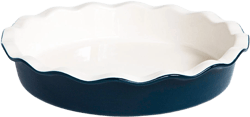 Kook Round Ceramic Pie Dish, Wave Edge, 10 Inch, 44 oz, Navy