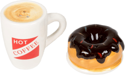 DII Hot Coffee and Donut Ceramic Salt and Pepper Shakers, 2 x 2 inches, Multicolor