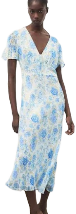 Women Mango Short-sleeved Floral midi dress