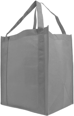 Simply Green Solutions - Reusable Grocery Bags, Wide Tote Bags with 20-Inch Reinforced Handle, Shopping Bags for Groceries, Reusable Gift Bags with Handles, 13 x 15 x 10, Pack of 10, Gray