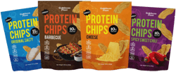 Goodness Plant Crunchy Protein Chips, Sample Pack, Cheese, Barbecue, Spicy Sweet Chili, Salted, High Protein, Low Carb, Vegan, Bold Flavor, Plant Based, Dairy Free, High Protein Snacks, 1.05 oz (Pack of 4)