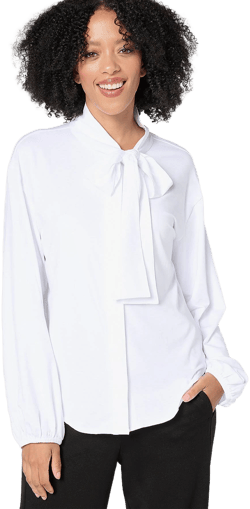 Stacy London Jersey Knit Bow Blouse