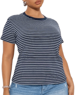 Fashion Nova Camisa Sara Striped Short Sleeve T-Shirt