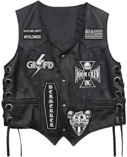 Black Label Society Men's Leather Biker Vest with Side Lace
