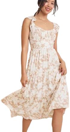 Francesca's Edith Floral Tiered Midi Dress