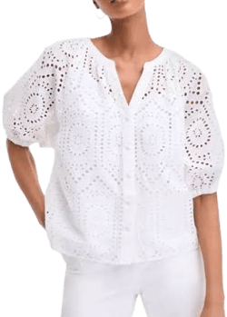 Macy's Women's Eyelet Puff-Sleeve Blouse