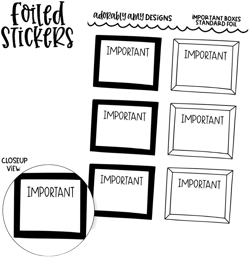 Foiled Important Half Boxes Standard Size Functional Decorative Planner Stickers for any Planner or Insert