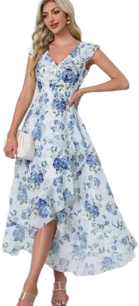 JJ's House Neck line Chiffon Dress 2025